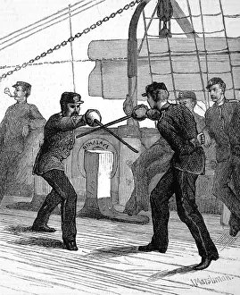 Meant Prints: Fencing on board a Troopship, 1876