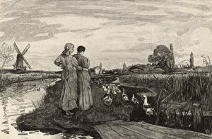 Images Dated 21st July 2017: In the Fens - Evening by Robert Walker Macbeth ARA