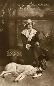Fern Prints: Fern Andra, German actress, with Borzoi dog