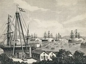 Ferrol Prints: Ferrol. The harbour during the vist of Alfonso