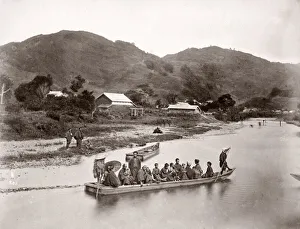 Ferry boat across a river, Japan
