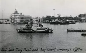 Images Dated 26th August 2016: Ferry boat and Suez Canal Company office in Port Said, Egypt