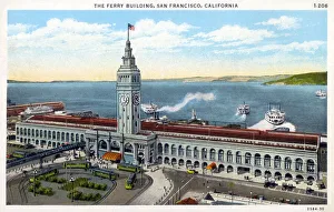 Californian Prints: The Ferry Building, San Francisco, California, USA. Date: circa 1920s