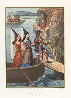 Ferry women bring Cuer d'Amour to shore, 15th century