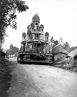 Jagannath Prints: Festival Car on a road in India