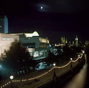 The Festival Hall and Westminster at night
