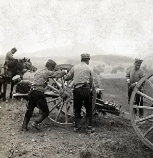 Preparing Prints: Field guns preparing for capture of German fort, China, WW1