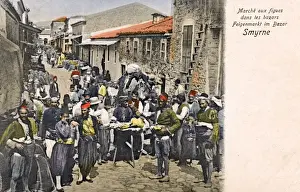 Sellers Prints: The fig Market at the Bazaar, Smyrna (Izmir), Turkey