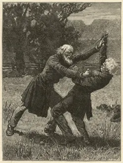 Clutching Prints: A fight between two elderly gentlemen ensues