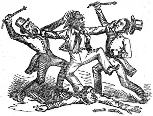 Fight between a Maori and three Europeans, 1842