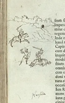 Fight between Romulus and Mettius Curtius