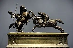 Mort Prints: Two Fighting Knights, 1838, by Emile de Nieuwerkerke (1814-1)
