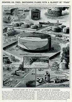 Precautions Prints: Fighting oil fires by G. H. Davis