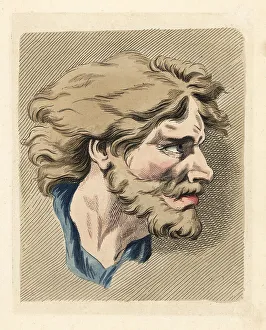 Figure of a bearded man in profile