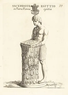 Rite Prints: Figure of an Egyptian priest in Egyptian red stone