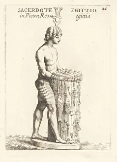 Rite Prints: Figure of an Egyptian priest in Egyptian red stone