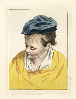 The Artists Vade Mecum Prints: Figure of a girl in velvet cap looking down