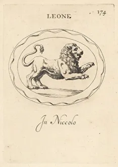 Leone Prints: Figure of a male lion rampant