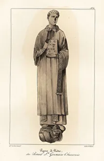 Tinted Prints: Figure of a priest in ecclesiastical robes with Bible, 5th centu