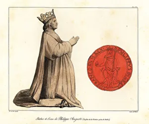 Effigy Prints: Figure and seal of Philip II, Philip Augustus, King of France