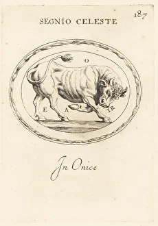 Charging Prints: Figure of Taurus as a charging bull