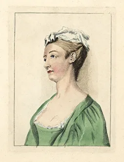 The Artists Vade Mecum Prints: Figure of a woman in linen cap and square-cut bodice