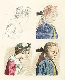 Crayon Prints: Figures from an 18th century colouring book