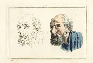 Figures from an 18th century colouring book