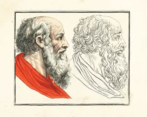 Figures from an 18th century colouring book