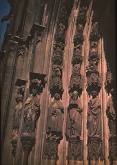 Figures on the facade of Cologne Cathedral, Cologne, Germany Figures on the facade of Cologne Cathedral, Cologne, Germany
