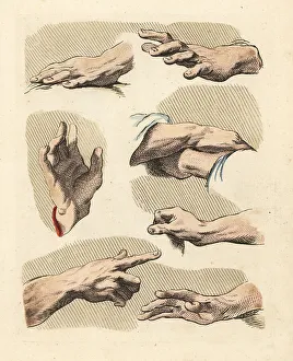 Gestures Prints: Figures of male fingers, hands, gestures