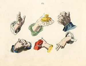 Gestures Prints: Figures of male fingers, hands, gestures