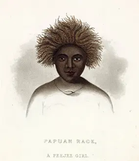 Fiji Prints: Fiji: a native girl. Date: circa 1850
