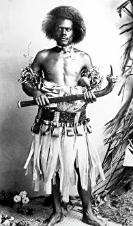 Fiji Prints: Fijian dancer, Fiji, Victorian period