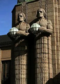 Finland. Helsinki. The torchbearer lamps by Emil Wikstrom (1