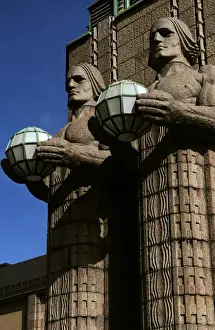 Finland. Helsinki. The torchbearer lamps by Emil Wikstrom (1