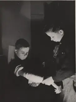Blackout Prints: Finnish boy scouts doing first aid training, WW2