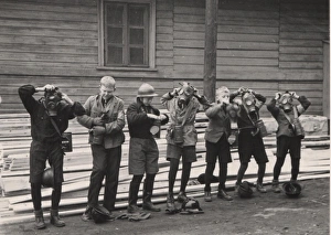 A patrol of boy scouts