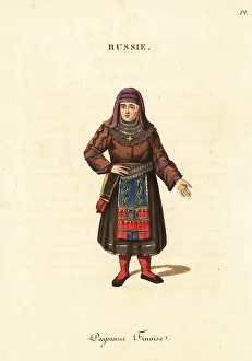 Girdle Prints: Finnish peasant woman in winter wear, 18th century