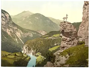Chamois Prints: Finstermunz Road showing chamois, Tyrol, Austro-Hungary