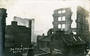 Fire at Derhams Shoe Factory, Bristol, England