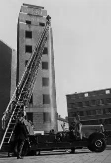 Fire engine and drill tower, LFB HQ, Lambeth