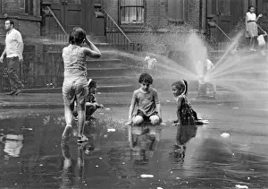 Hispanic Prints: Fire Hydrant Street Play NYC 1969