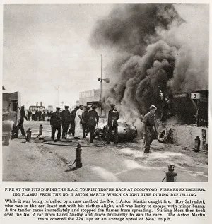Images Dated 29th August 2019: Fire in Pits at RAC Tourist Trophy Race at Goodwood