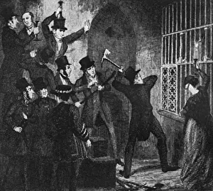 Regalia Prints: Fire in the Tower of London, rescuing the Crown Jewels