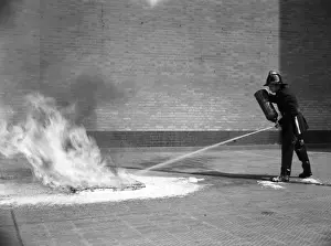 Nozzle Prints: Firefighter training with foam extinguisher