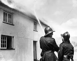 Firefighters in action, Exminster, Devon