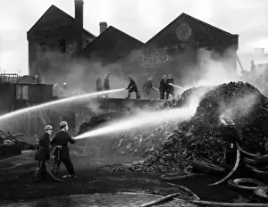 Firefighters in action, Mitre Wharf, Scrubs Lane, NW10