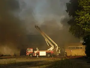 Platforms Prints: Firefighters attend a fire at 1 Mollison Avenue