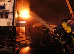 Firefighters attending fire at commercial premises